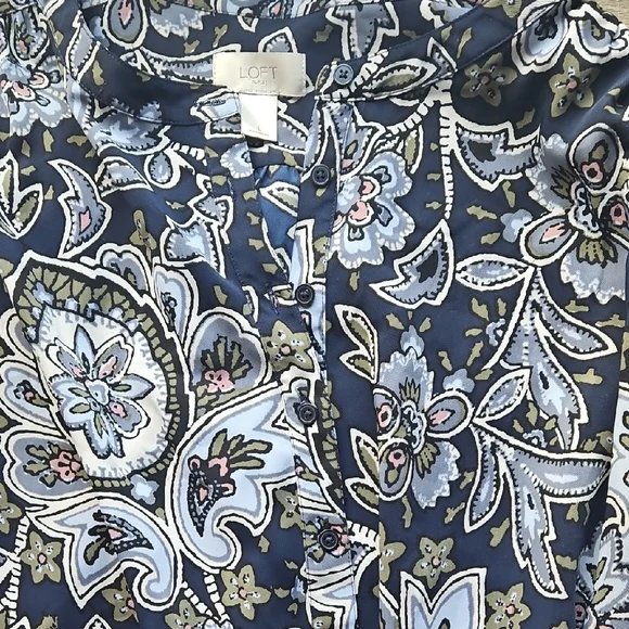 LOFT Navy Floral Long Sleeve Dress - Picture 5 of 7